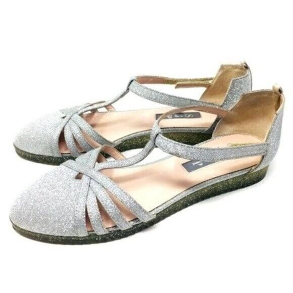 Sarah Jessica Parker womans silver glittery sandals 6 BoxE - Picture 4 of 8